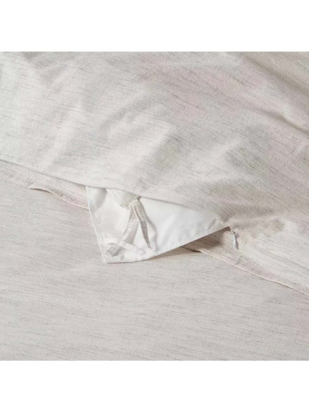 Threshold King Light Gray Cotton & Linen Space Dyed Fabric Duvet Cover 3 Pc Set